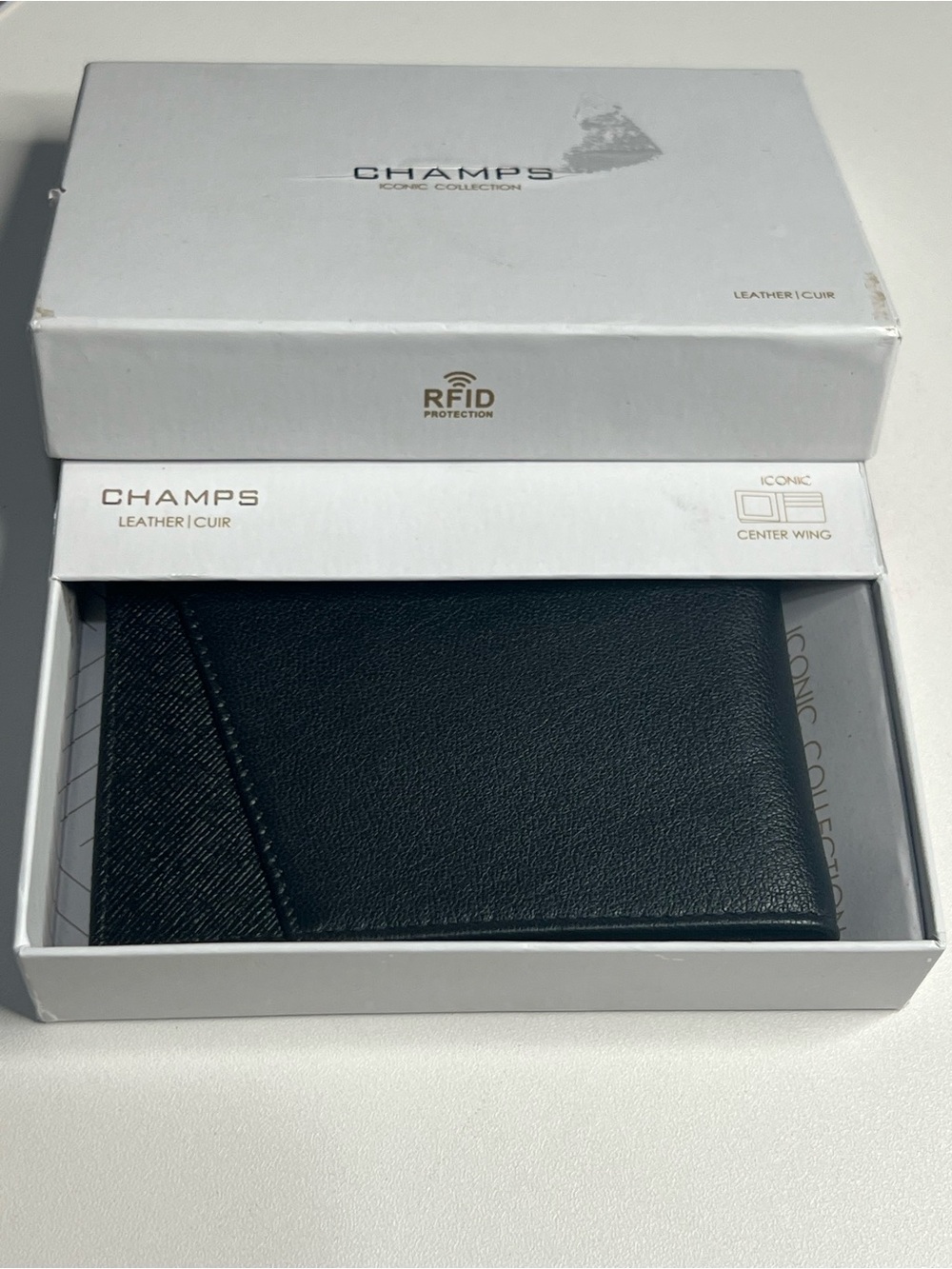 Champs Black Leather RFID Bifold Wallet